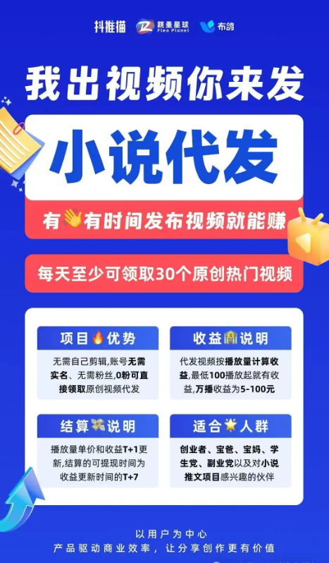 抖推猫代发达人代发视频日入1000+赚钱秘诀，不剪辑，不拍视频！-亿多多首码网